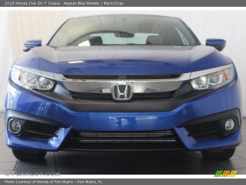 Aegean Blue Metallic / Black/Gray 2016 Honda Civic EX-T Coupe