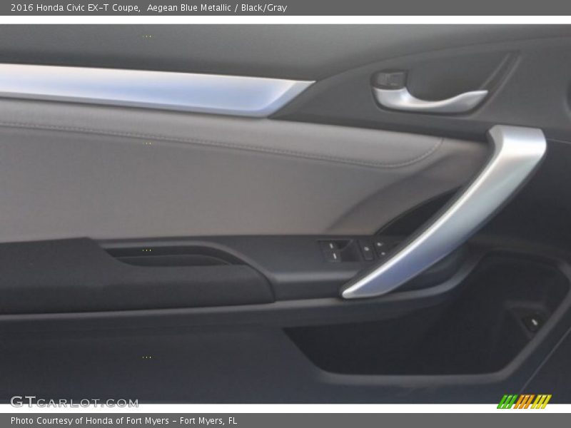 Aegean Blue Metallic / Black/Gray 2016 Honda Civic EX-T Coupe