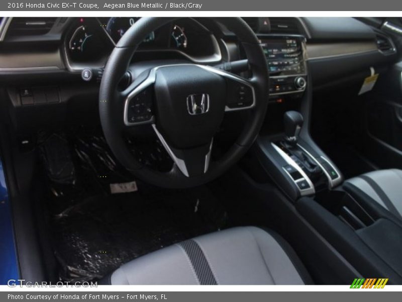 Aegean Blue Metallic / Black/Gray 2016 Honda Civic EX-T Coupe