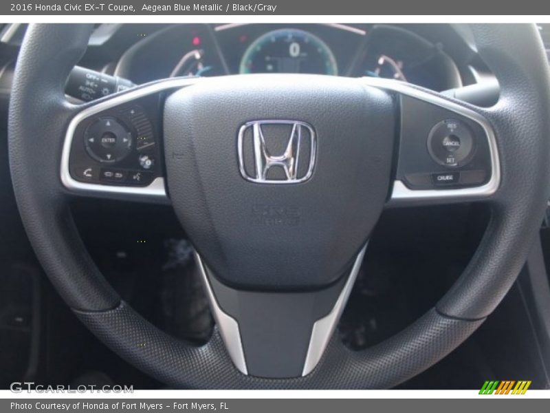 Aegean Blue Metallic / Black/Gray 2016 Honda Civic EX-T Coupe