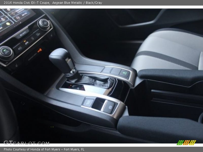 Aegean Blue Metallic / Black/Gray 2016 Honda Civic EX-T Coupe