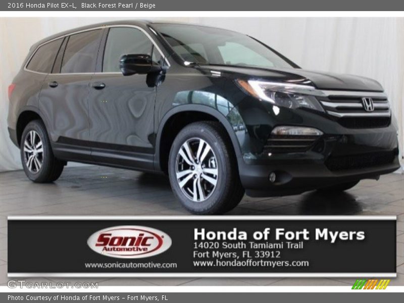 Black Forest Pearl / Beige 2016 Honda Pilot EX-L