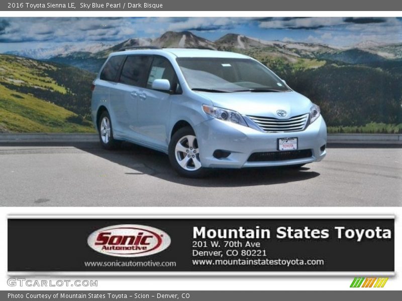 Sky Blue Pearl / Dark Bisque 2016 Toyota Sienna LE