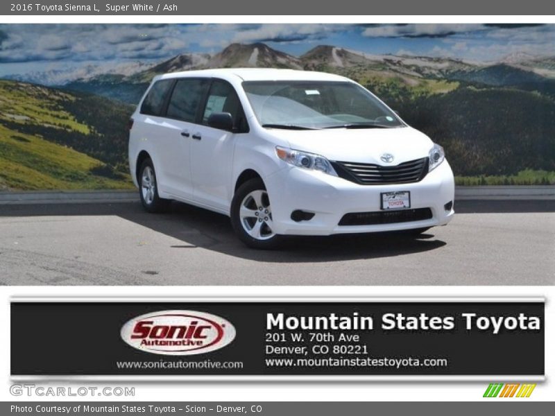 Super White / Ash 2016 Toyota Sienna L