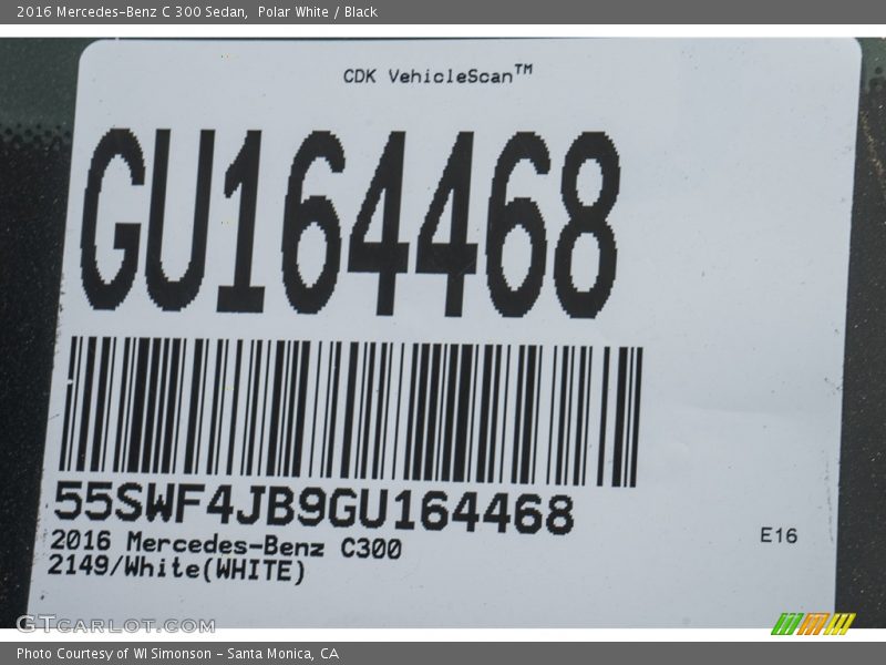 Polar White / Black 2016 Mercedes-Benz C 300 Sedan