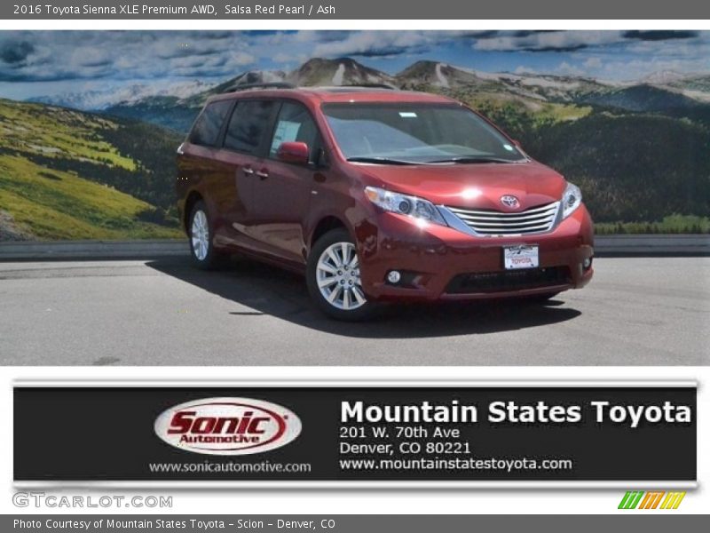 Salsa Red Pearl / Ash 2016 Toyota Sienna XLE Premium AWD