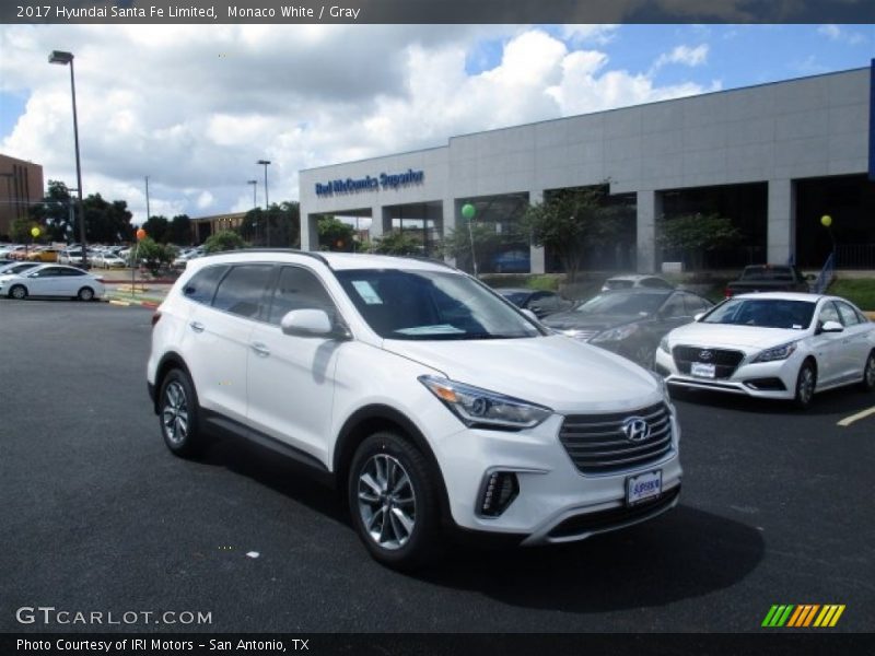 Monaco White / Gray 2017 Hyundai Santa Fe Limited