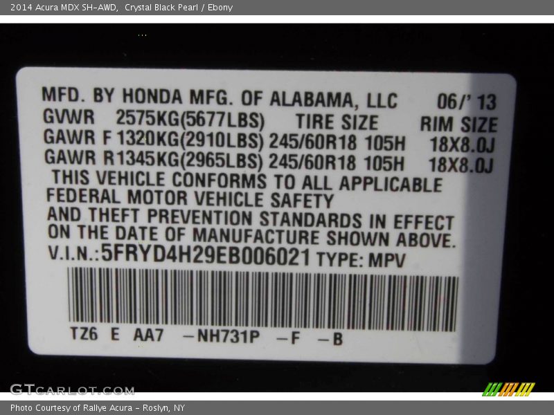Crystal Black Pearl / Ebony 2014 Acura MDX SH-AWD