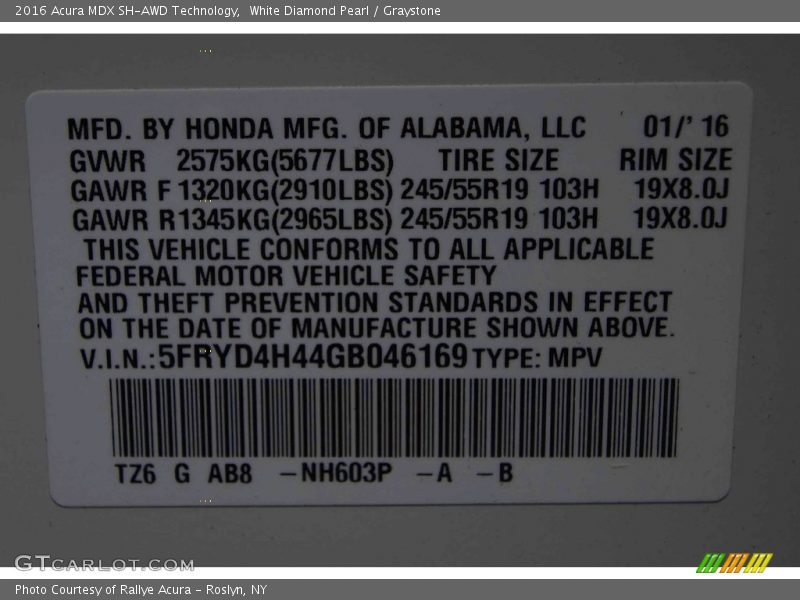 White Diamond Pearl / Graystone 2016 Acura MDX SH-AWD Technology