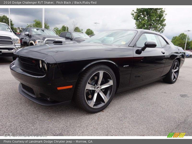 Pitch Black / Black/Ruby Red 2016 Dodge Challenger R/T Shaker