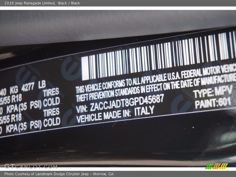 Black / Black 2016 Jeep Renegade Limited