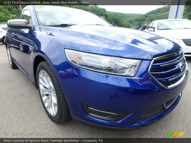 Deep Impact Blue Metallic / Dune 2015 Ford Taurus Limited