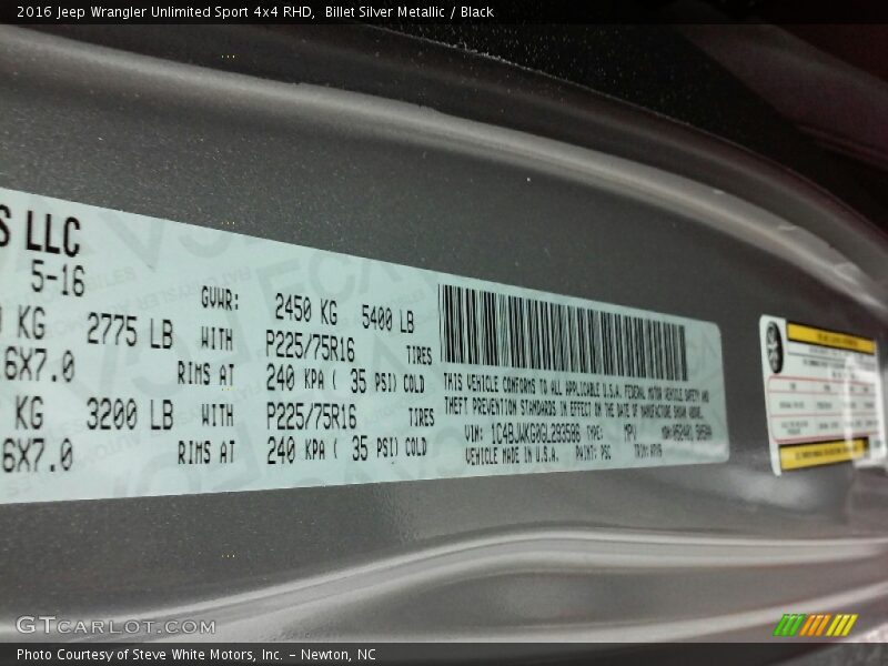 Billet Silver Metallic / Black 2016 Jeep Wrangler Unlimited Sport 4x4 RHD