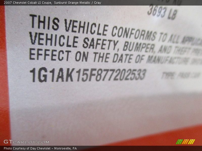Sunburst Orange Metallic / Gray 2007 Chevrolet Cobalt LS Coupe
