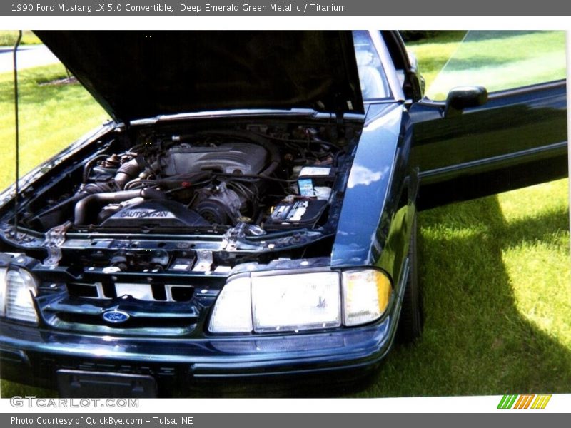 Deep Emerald Green Metallic / Titanium 1990 Ford Mustang LX 5.0 Convertible