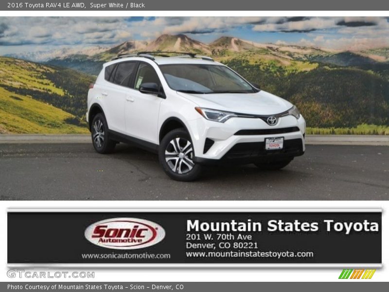 Super White / Black 2016 Toyota RAV4 LE AWD