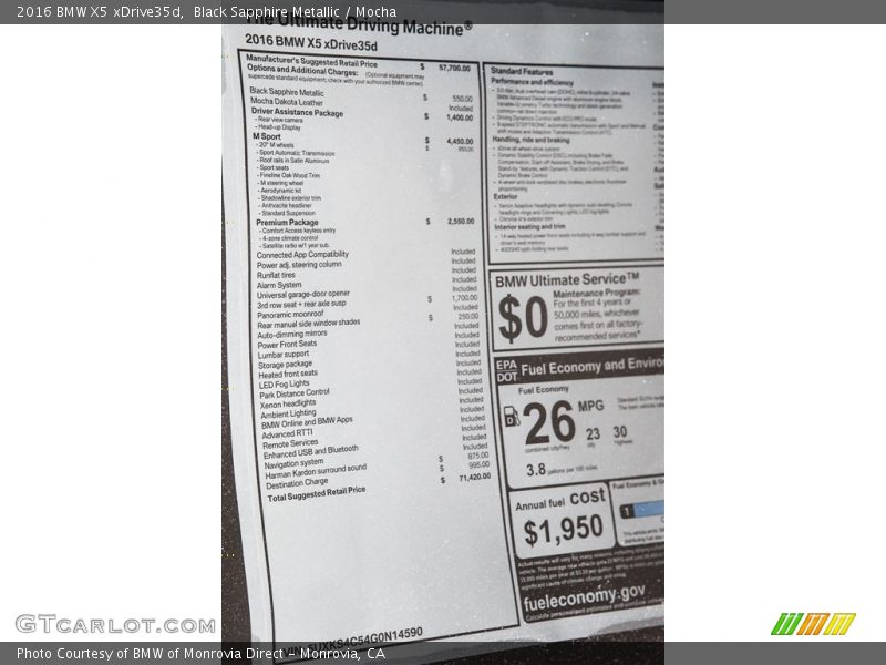 Black Sapphire Metallic / Mocha 2016 BMW X5 xDrive35d