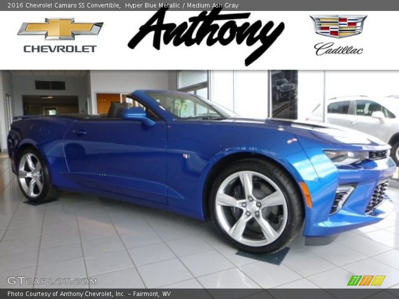 Hyper Blue Metallic / Medium Ash Gray 2016 Chevrolet Camaro SS Convertible