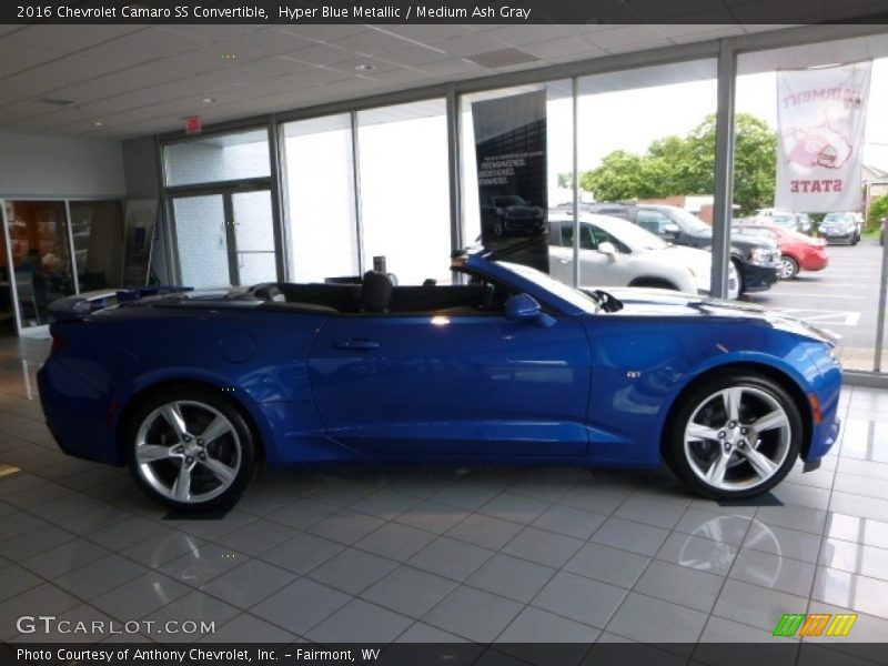 Hyper Blue Metallic / Medium Ash Gray 2016 Chevrolet Camaro SS Convertible