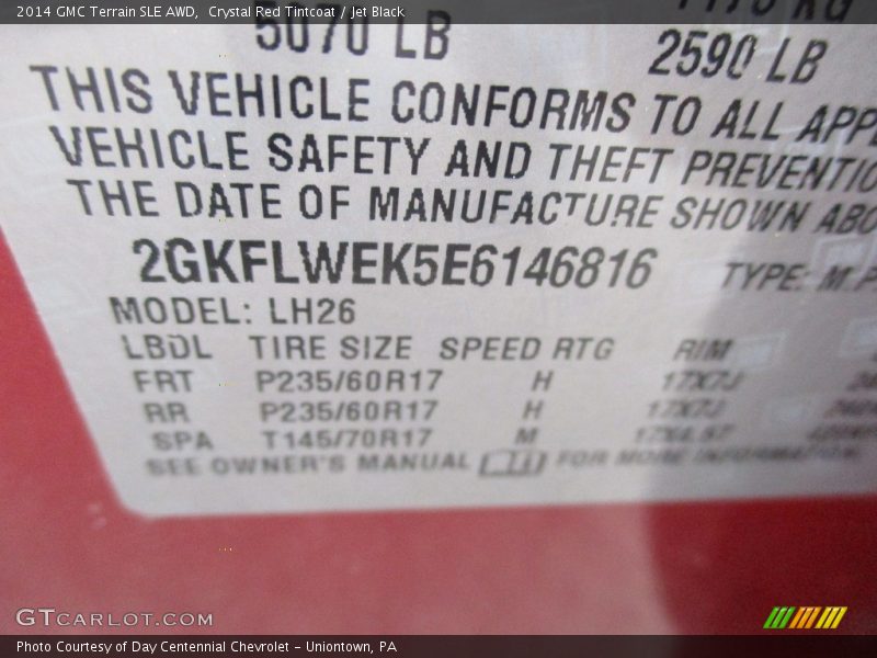 Crystal Red Tintcoat / Jet Black 2014 GMC Terrain SLE AWD