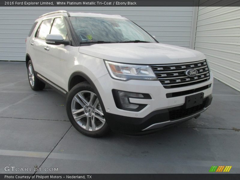 White Platinum Metallic Tri-Coat / Ebony Black 2016 Ford Explorer Limited