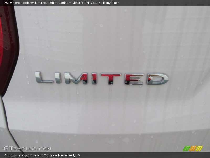 White Platinum Metallic Tri-Coat / Ebony Black 2016 Ford Explorer Limited