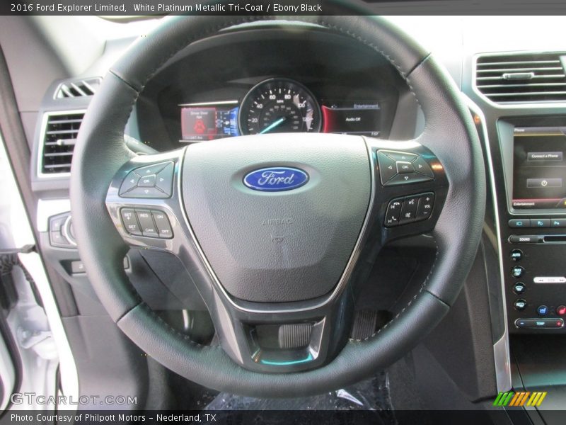 White Platinum Metallic Tri-Coat / Ebony Black 2016 Ford Explorer Limited