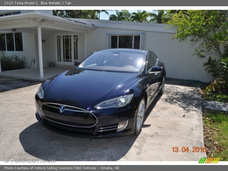 Blue Metallic / Tan 2013 Tesla Model S