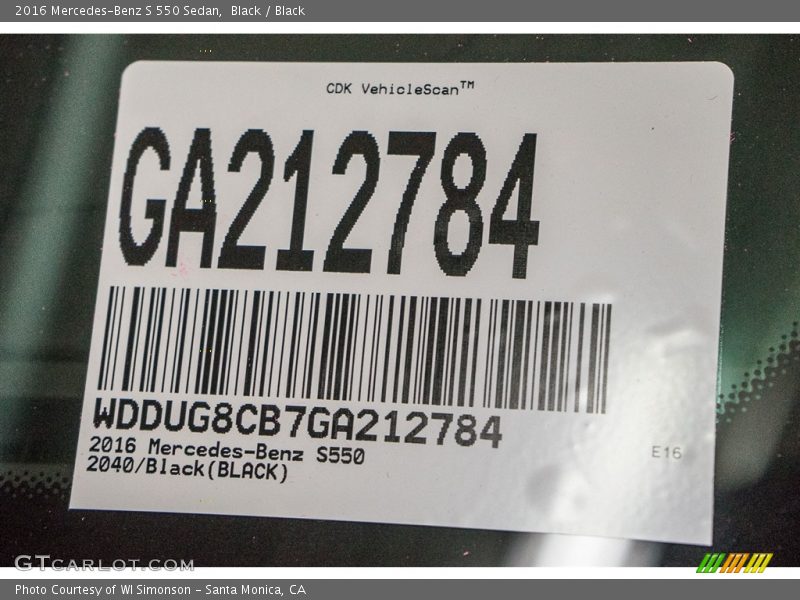 Black / Black 2016 Mercedes-Benz S 550 Sedan