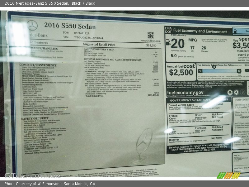 Black / Black 2016 Mercedes-Benz S 550 Sedan