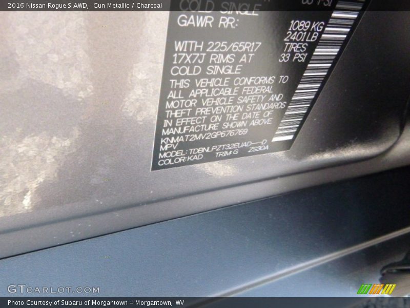 Gun Metallic / Charcoal 2016 Nissan Rogue S AWD
