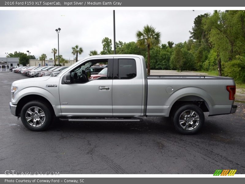 Ingot Silver / Medium Earth Gray 2016 Ford F150 XLT SuperCab