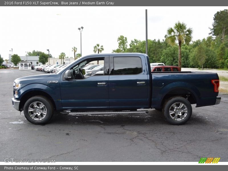 Blue Jeans / Medium Earth Gray 2016 Ford F150 XLT SuperCrew