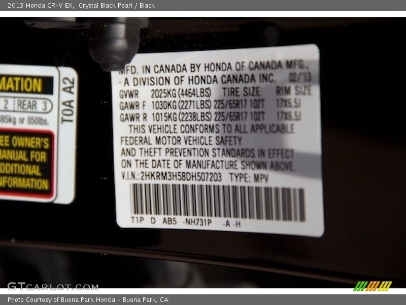 Crystal Black Pearl / Black 2013 Honda CR-V EX