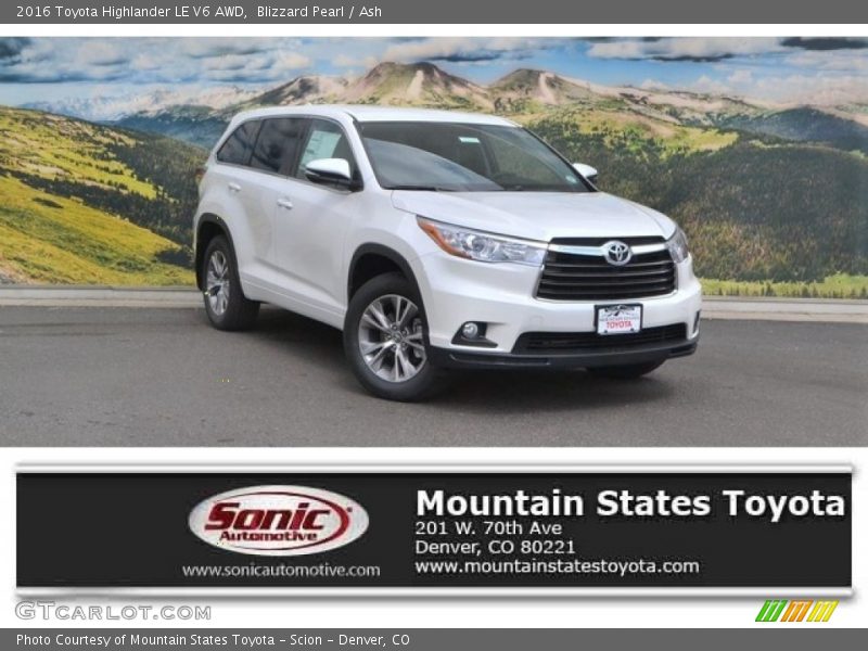 Blizzard Pearl / Ash 2016 Toyota Highlander LE V6 AWD