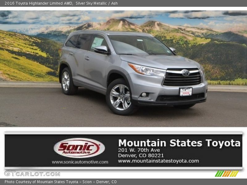 Silver Sky Metallic / Ash 2016 Toyota Highlander Limited AWD