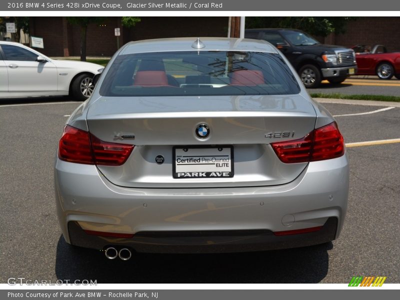 Glacier Silver Metallic / Coral Red 2016 BMW 4 Series 428i xDrive Coupe