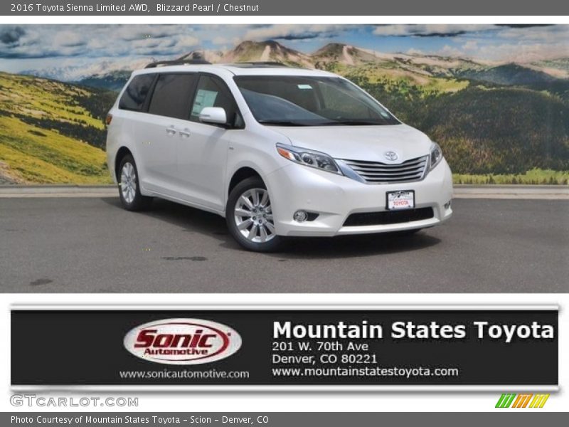 Blizzard Pearl / Chestnut 2016 Toyota Sienna Limited AWD
