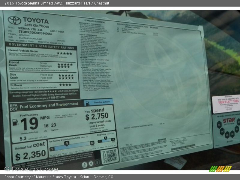 Blizzard Pearl / Chestnut 2016 Toyota Sienna Limited AWD