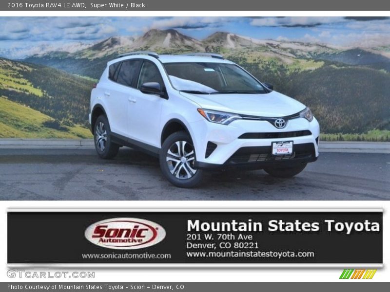 Super White / Black 2016 Toyota RAV4 LE AWD