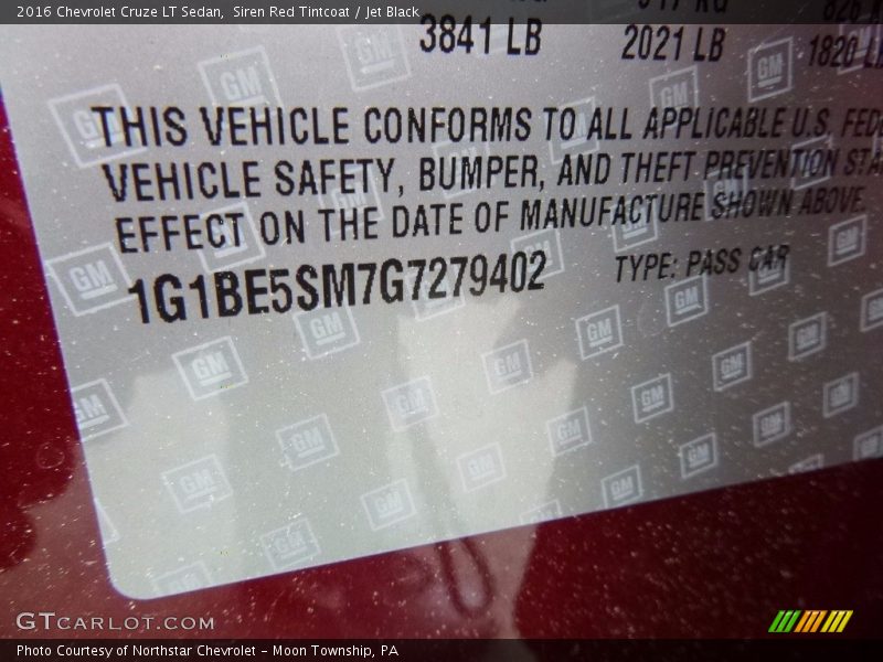 Siren Red Tintcoat / Jet Black 2016 Chevrolet Cruze LT Sedan