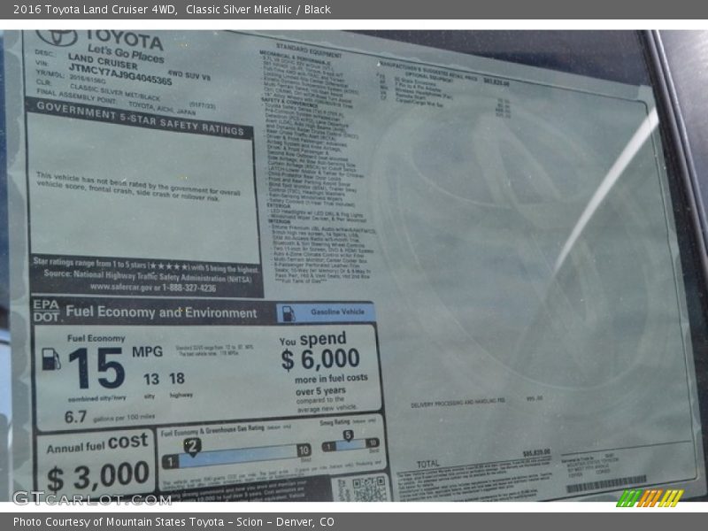 Classic Silver Metallic / Black 2016 Toyota Land Cruiser 4WD