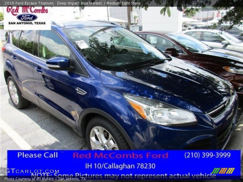 Deep Impact Blue Metallic / Medium Light Stone 2016 Ford Escape Titanium