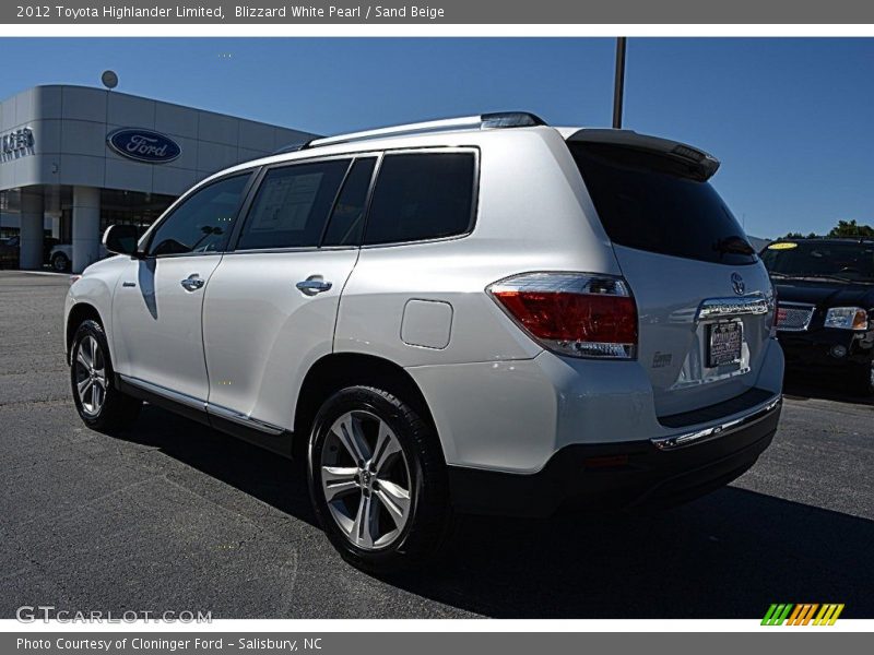 Blizzard White Pearl / Sand Beige 2012 Toyota Highlander Limited
