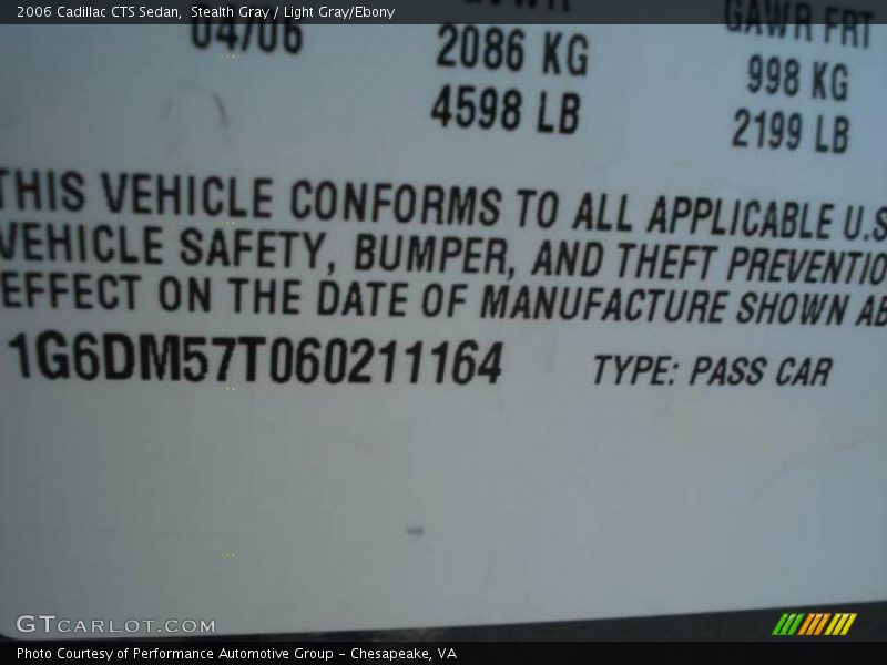 Stealth Gray / Light Gray/Ebony 2006 Cadillac CTS Sedan