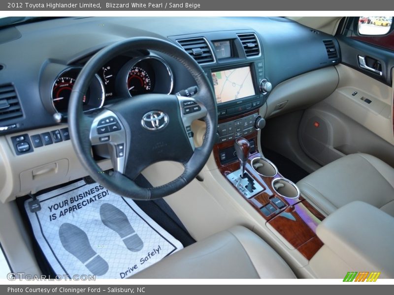 Blizzard White Pearl / Sand Beige 2012 Toyota Highlander Limited