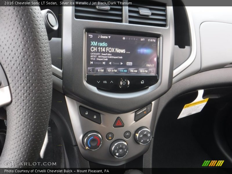 Silver Ice Metallic / Jet Black/Dark Titanium 2016 Chevrolet Sonic LT Sedan