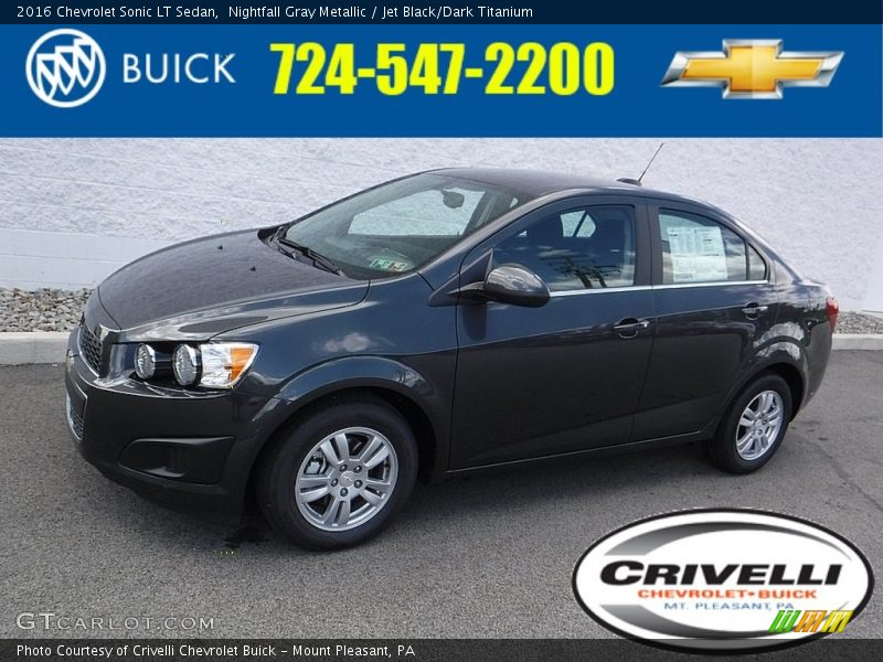 Nightfall Gray Metallic / Jet Black/Dark Titanium 2016 Chevrolet Sonic LT Sedan