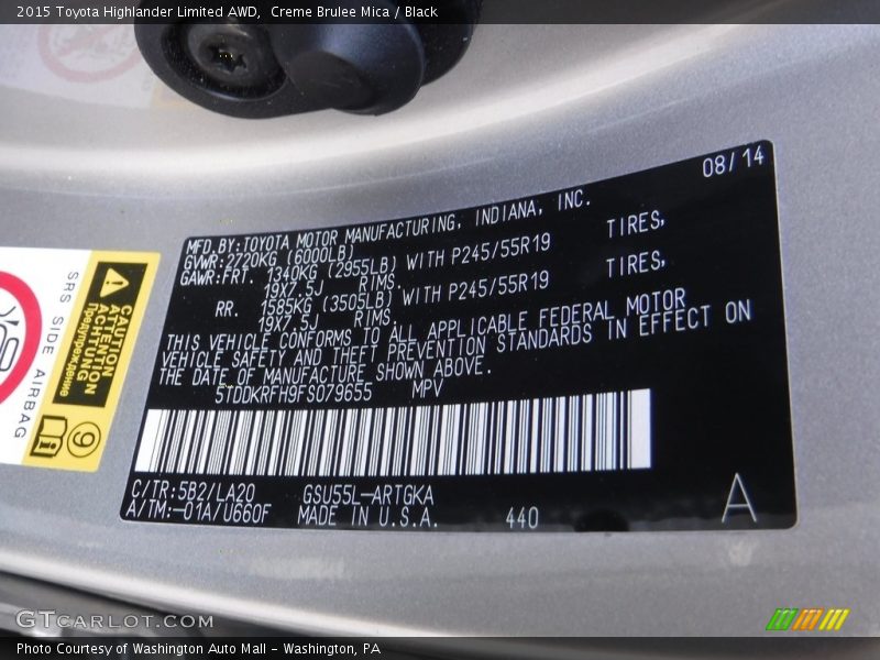 Creme Brulee Mica / Black 2015 Toyota Highlander Limited AWD