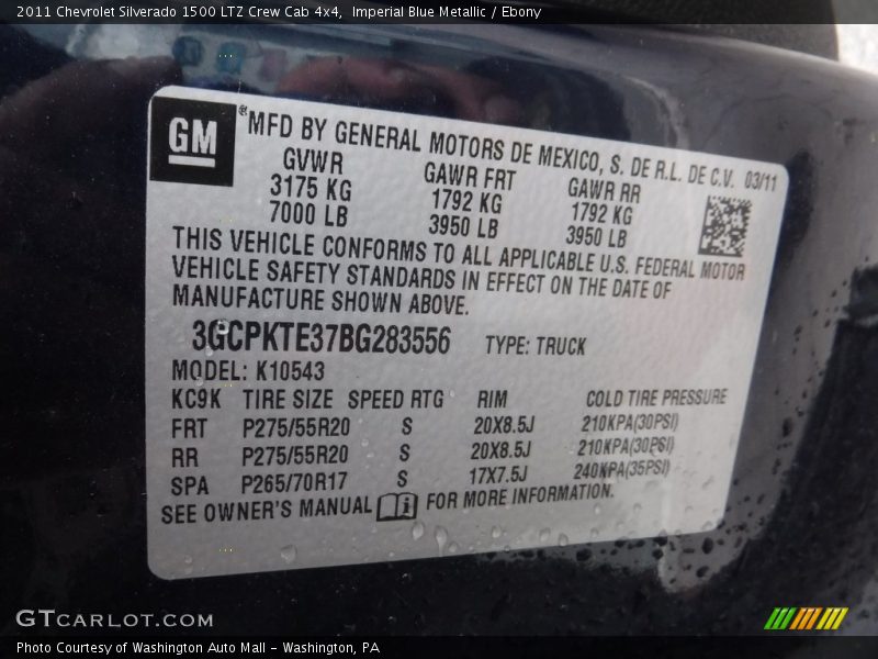 Imperial Blue Metallic / Ebony 2011 Chevrolet Silverado 1500 LTZ Crew Cab 4x4
